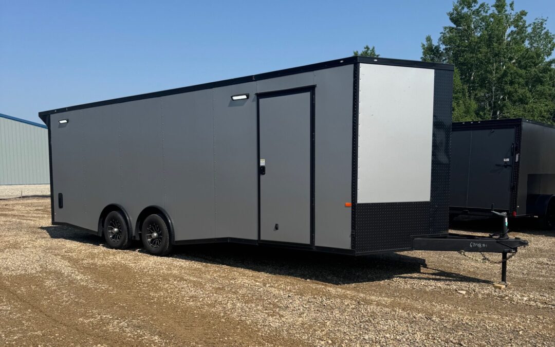 8.5×24 Rock Solid Cargo Silver Frost PolyCore Blackout Package – Standard Race Trailer 10K GVWR