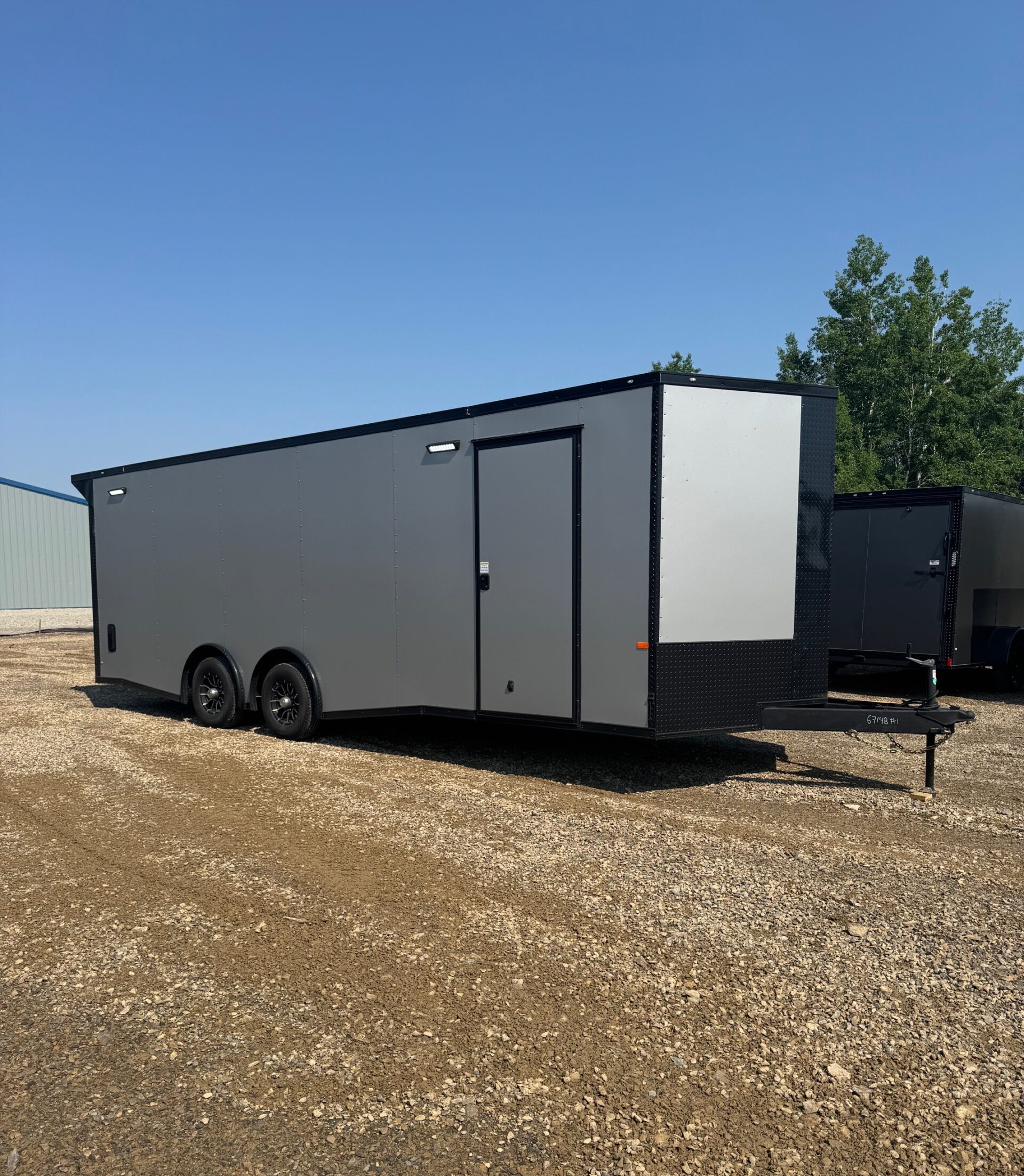 8.5×24 Rock Solid Cargo Silver Frost Blackout -Standard Race Trailer 10K GVWR