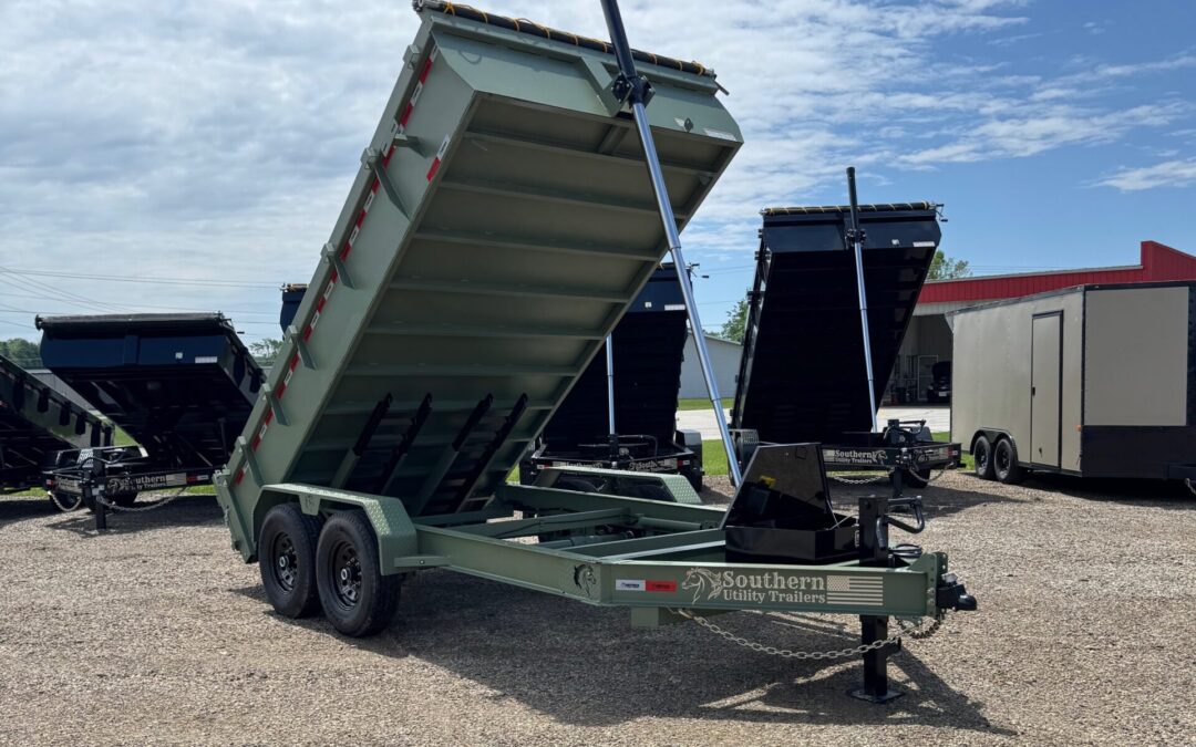 7×14 Southern Utility Dump Trailer 14K GVWR-Telescopic Lift (Moss Green)