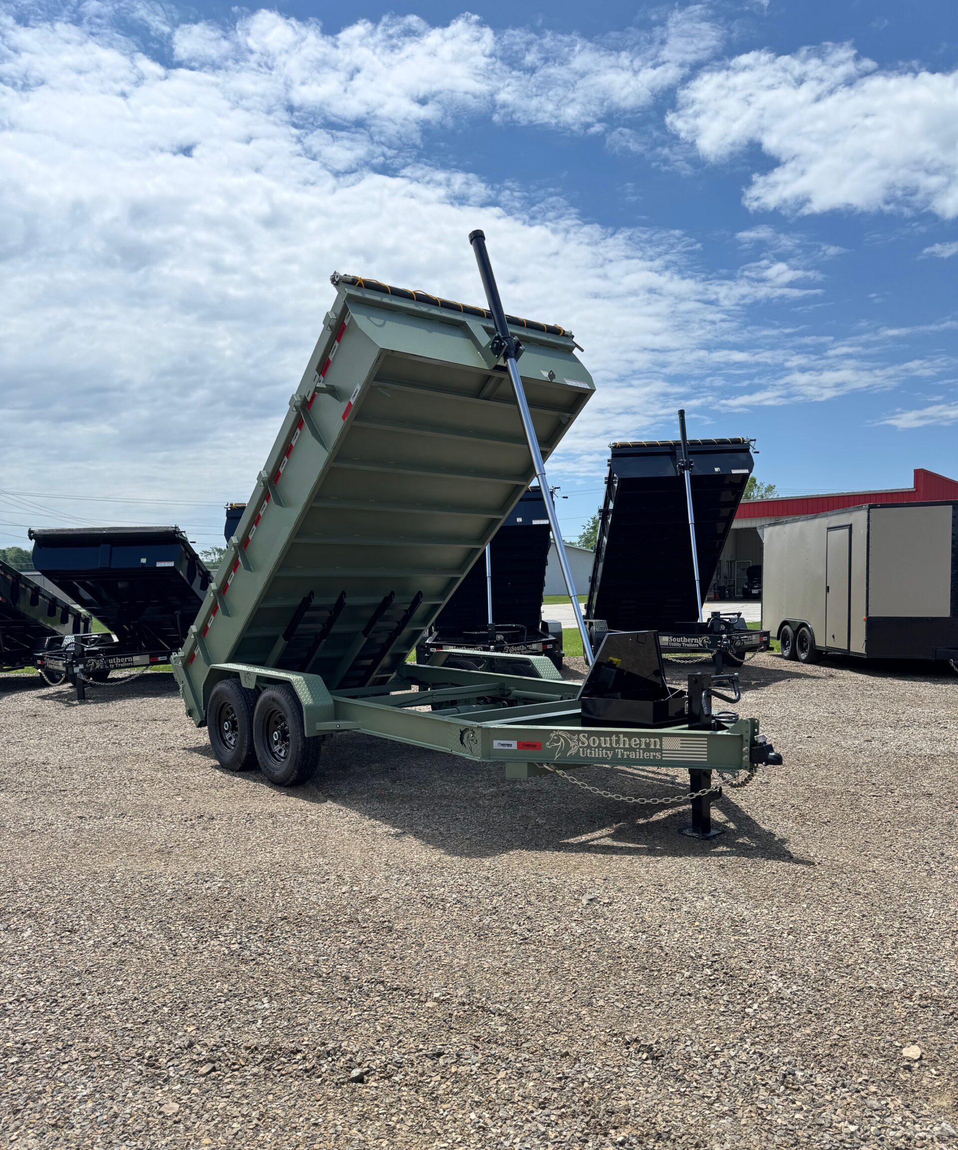 7×14 Southern Utility Dump Trailer 14K GVWR-Telescopic Lift (Moss Green)