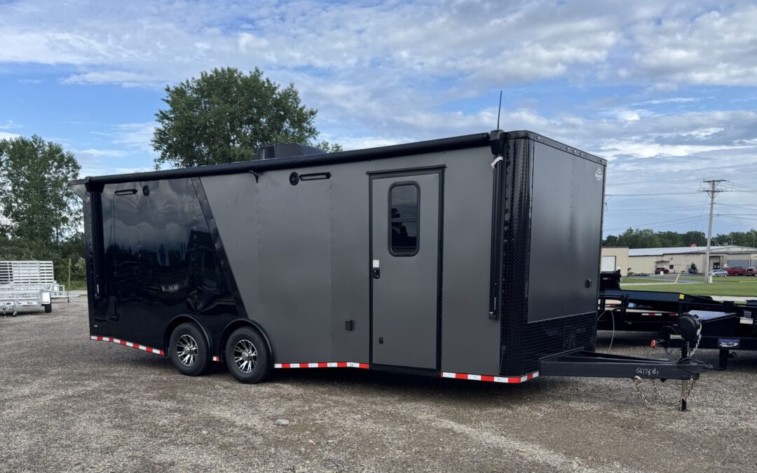 8.5×24 Rock Solid Cargo Charcoal Blackout 2 Tone Fully Loaded Race Trailer 14K GVWR