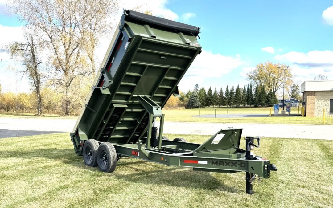 MAXX-D DKX 14ft Dump Trailer | 14K 83″ I-BEAM DUMP– ARMY GREEN